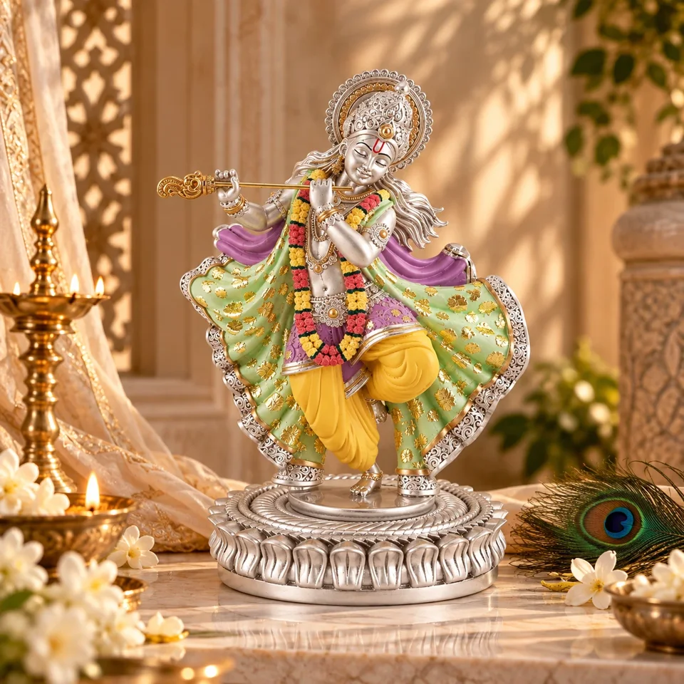 Dancing Krishna Color (H-9.5 Inch)