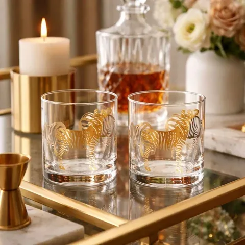 Gold Zebra Tumbler Glasses – Set of 2
