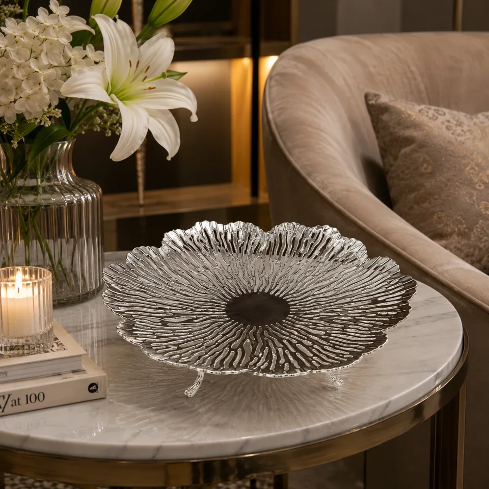 New Classic Round Tray With Stand Silver