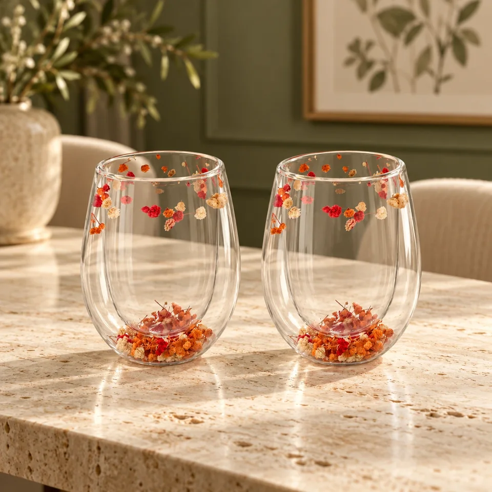 Flower Stemless Glass (Set of 2)