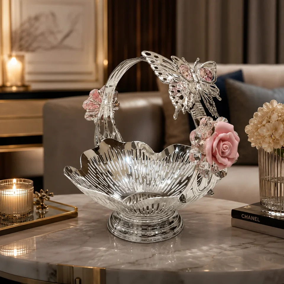 Classic 2 Flower Butterfly Basket (Available in Blue and Pink)