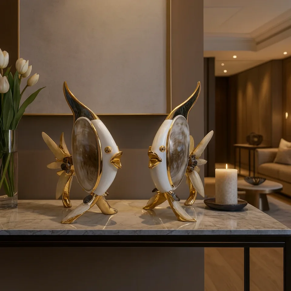 Set of 2 Shell Fish Golden